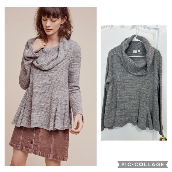 Anthropologie Cowled Maurisa Top Swingy for all season Grey size L - Picture 1 of 13